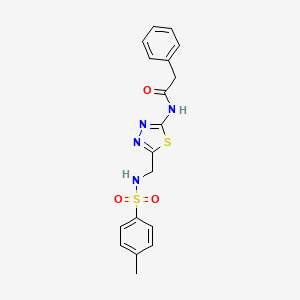 molecular formula C18H18N4O3S2 B3833746 N-[5-({[(4-methylphenyl)sulfonyl]amino}methyl)-1,3,4-thiadiazol-2-yl]-2-phenylacetamide 