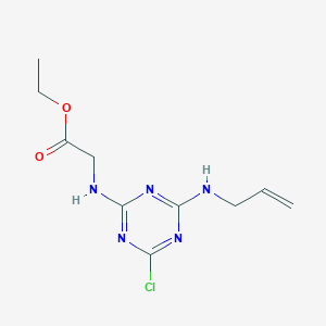 molecular formula C10H14ClN5O2 B3833750 ethyl N-[4-(allylamino)-6-chloro-1,3,5-triazin-2-yl]glycinate 