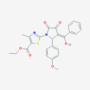 molecular formula C25H22N2O6S B383379 ethyl 2-[(3E)-3-[hydroxy(phenyl)methylidene]-2-(4-methoxyphenyl)-4,5-dioxopyrrolidin-1-yl]-4-methyl-1,3-thiazole-5-carboxylate 