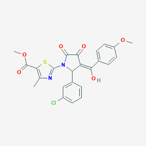 methyl 2-[(3E)-2-(3-chlorophenyl)-3-[hydroxy-(4-methoxyphenyl)methylidene]-4,5-dioxopyrrolidin-1-yl]-4-methyl-1,3-thiazole-5-carboxylate