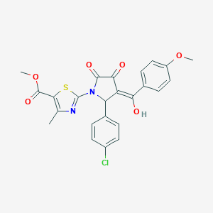 methyl 2-[(3E)-2-(4-chlorophenyl)-3-[hydroxy-(4-methoxyphenyl)methylidene]-4,5-dioxopyrrolidin-1-yl]-4-methyl-1,3-thiazole-5-carboxylate