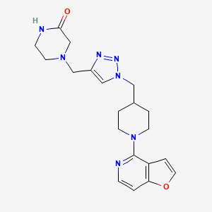 molecular formula C20H25N7O2 B3833873 4-({1-[(1-furo[3,2-c]pyridin-4-yl-4-piperidinyl)methyl]-1H-1,2,3-triazol-4-yl}methyl)-2-piperazinone bis(trifluoroacetate) 
