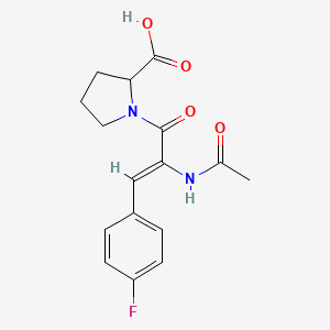 molecular formula C16H17FN2O4 B3833923 1-[2-(acetylamino)-3-(4-fluorophenyl)acryloyl]proline 