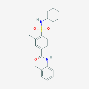 molecular formula C21H26N2O3S B3834002 4-[(cyclohexylamino)sulfonyl]-3-methyl-N-(2-methylphenyl)benzamide CAS No. 313533-45-8