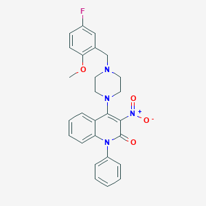 molecular formula C27H25FN4O4 B383404 4-[4-(5-fluoro-2-methoxybenzyl)-1-piperazinyl]-3-nitro-1-phenyl-2(1H)-quinolinone CAS No. 433308-51-1