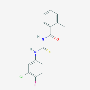 molecular formula C15H12ClFN2OS B383406 N-[(3-chloro-4-fluorophenyl)carbamothioyl]-2-methylbenzamide 