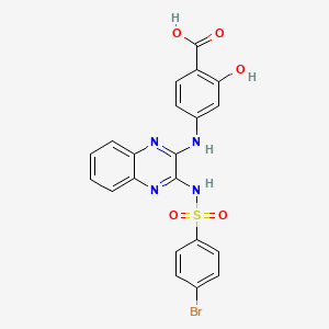 molecular formula C21H15BrN4O5S B3834096 4-[(3-{[(4-bromophenyl)sulfonyl]amino}-2-quinoxalinyl)amino]-2-hydroxybenzoic acid 
