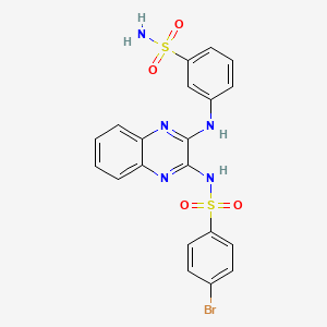 molecular formula C20H16BrN5O4S2 B3834097 3-[(3-{[(4-bromophenyl)sulfonyl]amino}-2-quinoxalinyl)amino]benzenesulfonamide 