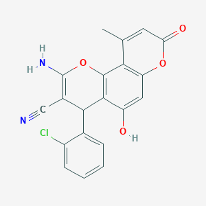 2-amino-4-(2-chlorophenyl)-5-hydroxy-10-methyl-8-oxo-4H,8H-pyrano[2,3-f]chromene-3-carbonitrile