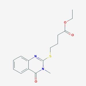 molecular formula C15H18N2O3S B383416 Ethyl 4-[(3-methyl-4-oxo-3,4-dihydroquinazolin-2-yl)sulfanyl]butanoate CAS No. 433706-21-9