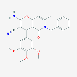 2-amino-6-benzyl-7-methyl-5-oxo-4-(3,4,5-trimethoxyphenyl)-5,6-dihydro-4H-pyrano[3,2-c]pyridine-3-carbonitrile