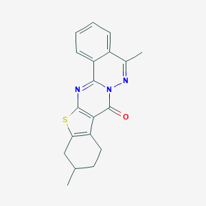 molecular formula C19H17N3OS B383420 5,11-dimethyl-9,10,11,12-tetrahydro-8H-[1]benzothieno[2',3':4,5]pyrimido[2,1-a]phthalazin-8-one CAS No. 503432-77-7