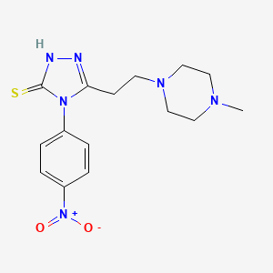 molecular formula C15H20N6O2S B3834243 5-[2-(4-methyl-1-piperazinyl)ethyl]-4-(4-nitrophenyl)-2,4-dihydro-3H-1,2,4-triazole-3-thione 