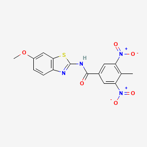 molecular formula C16H12N4O6S B3834264 N-(6-methoxy-1,3-benzothiazol-2-yl)-4-methyl-3,5-dinitrobenzamide 