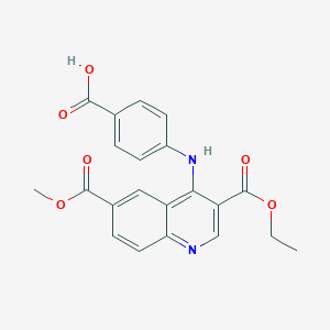 molecular formula C21H18N2O6 B383428 4-[(3-Carbethoxy-6-carbomethoxy-4-quinolyl)amino]benzoic acid;hydrochloride 