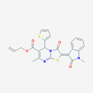 molecular formula C24H19N3O4S2 B383432 allyl 7-methyl-2-(1-methyl-2-oxo-1,2-dihydro-3H-indol-3-ylidene)-3-oxo-5-(2-thienyl)-2,3-dihydro-5H-[1,3]thiazolo[3,2-a]pyrimidine-6-carboxylate 