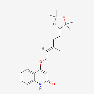 molecular formula C22H29NO4 B3834347 4-{[3-methyl-5-(2,2,5,5-tetramethyl-1,3-dioxolan-4-yl)-2-penten-1-yl]oxy}-2(1H)-quinolinone 