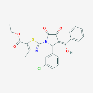 molecular formula C24H19ClN2O5S B383440 ethyl 2-[3-benzoyl-2-(3-chlorophenyl)-4-hydroxy-5-oxo-2,5-dihydro-1H-pyrrol-1-yl]-4-methyl-1,3-thiazole-5-carboxylate 