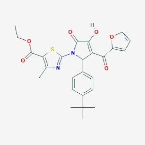 molecular formula C26H26N2O6S B383443 ethyl 2-[2-(4-tert-butylphenyl)-3-(furan-2-carbonyl)-4-hydroxy-5-oxo-2H-pyrrol-1-yl]-4-methyl-1,3-thiazole-5-carboxylate CAS No. 383372-68-7