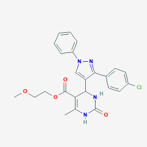 molecular formula C24H23ClN4O4 B383445 2-methoxyethyl 4-[3-(4-chlorophenyl)-1-phenylpyrazol-4-yl]-6-methyl-2-oxo-3,4-dihydro-1H-pyrimidine-5-carboxylate CAS No. 383898-33-7