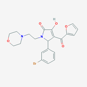 molecular formula C21H21BrN2O5 B383446 2-(3-bromophenyl)-3-(furan-2-carbonyl)-4-hydroxy-1-(2-morpholin-4-ylethyl)-2H-pyrrol-5-one CAS No. 381699-28-1