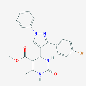 molecular formula C22H19BrN4O3 B383449 methyl 4-[3-(4-bromophenyl)-1-phenylpyrazol-4-yl]-6-methyl-2-oxo-3,4-dihydro-1H-pyrimidine-5-carboxylate CAS No. 438244-00-9