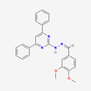 molecular formula C25H22N4O2 B3834496 3,4-dimethoxybenzaldehyde (4,6-diphenyl-2-pyrimidinyl)hydrazone 