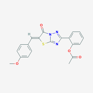 molecular formula C20H15N3O4S B383450 2-[5-(4-Methoxybenzylidene)-6-oxo-5,6-dihydro[1,3]thiazolo[3,2-b][1,2,4]triazol-2-yl]phenyl acetate CAS No. 385393-58-8