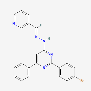 molecular formula C22H16BrN5 B3834549 nicotinaldehyde [2-(4-bromophenyl)-6-phenyl-4-pyrimidinyl]hydrazone 