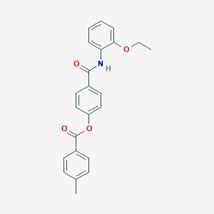 molecular formula C23H21NO4 B383455 4-((2-Ethoxyphenyl)carbamoyl)phenyl 4-methylbenzoate 