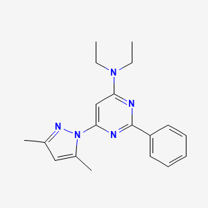 molecular formula C19H23N5 B3834552 6-(3,5-dimethyl-1H-pyrazol-1-yl)-N,N-diethyl-2-phenyl-4-pyrimidinamine 
