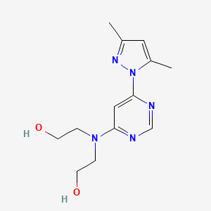 molecular formula C13H19N5O2 B3834557 2,2'-{[6-(3,5-dimethyl-1H-pyrazol-1-yl)-4-pyrimidinyl]imino}diethanol 