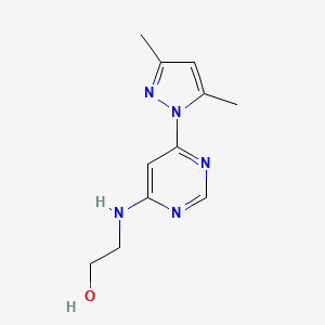 molecular formula C11H15N5O B3834565 2-{[6-(3,5-dimethyl-1H-pyrazol-1-yl)-4-pyrimidinyl]amino}ethanol 
