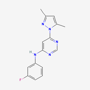molecular formula C15H14FN5 B3834567 6-(3,5-dimethyl-1H-pyrazol-1-yl)-N-(3-fluorophenyl)-4-pyrimidinamine 
