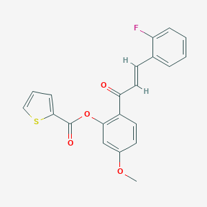 molecular formula C21H15FO4S B383458 2-[(2E)-3-(2-fluorophenyl)prop-2-enoyl]-5-methoxyphenyl thiophene-2-carboxylate CAS No. 433259-31-5