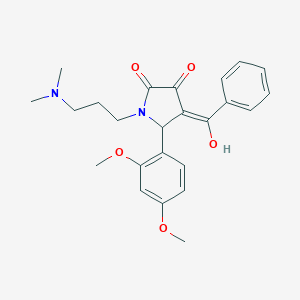 molecular formula C24H28N2O5 B383459 4-benzoyl-5-(2,4-dimethoxyphenyl)-1-[3-(dimethylamino)propyl]-3-hydroxy-1,5-dihydro-2H-pyrrol-2-one 