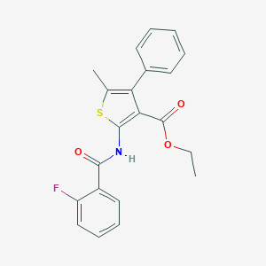 molecular formula C21H18FNO3S B383462 Ethyl 2-(2-fluorobenzamido)-5-methyl-4-phenylthiophene-3-carboxylate CAS No. 496028-16-1