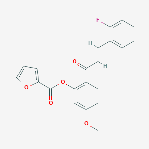 molecular formula C21H15FO5 B383463 (E)-2-(3-(2-fluorophenyl)acryloyl)-5-methoxyphenyl furan-2-carboxylate CAS No. 433318-21-9