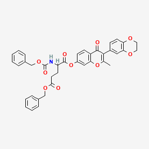 molecular formula C38H33NO10 B3834648 5-benzyl 1-[3-(2,3-dihydro-1,4-benzodioxin-6-yl)-2-methyl-4-oxo-4H-chromen-7-yl] N-[(benzyloxy)carbonyl]glutamate 