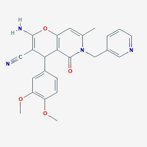 2-amino-4-(3,4-dimethoxyphenyl)-7-methyl-5-oxo-6-(pyridin-3-ylmethyl)-4H-pyrano[3,2-c]pyridine-3-carbonitrile