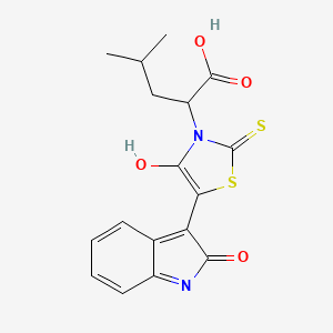 4-methyl-2-[4-oxo-5-(2-oxo-1,2-dihydro-3H-indol-3-ylidene)-2-thioxo-1,3-thiazolidin-3-yl]pentanoic acid
