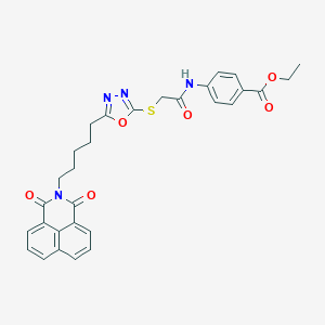 ethyl 4-{[({5-[5-(1,3-dioxo-1H-benzo[de]isoquinolin-2(3H)-yl)pentyl]-1,3,4-oxadiazol-2-yl}sulfanyl)acetyl]amino}benzoate