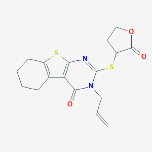 molecular formula C17H18N2O3S2 B383485 3-allyl-2-[(2-oxotetrahydro-3-furanyl)sulfanyl]-5,6,7,8-tetrahydro[1]benzothieno[2,3-d]pyrimidin-4(3H)-one 