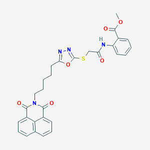 methyl 2-{[({5-[5-(1,3-dioxo-1H-benzo[de]isoquinolin-2(3H)-yl)pentyl]-1,3,4-oxadiazol-2-yl}sulfanyl)acetyl]amino}benzoate