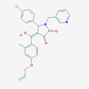 molecular formula C27H23ClN2O4 B383501 5-(4-chlorophenyl)-3-hydroxy-4-[2-methyl-4-(prop-2-en-1-yloxy)benzoyl]-1-[(pyridin-3-yl)methyl]-2,5-dihydro-1H-pyrrol-2-one 