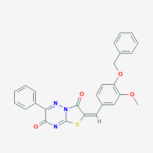 molecular formula C26H19N3O4S B383503 (2E)-2-[4-(benzyloxy)-3-methoxybenzylidene]-6-phenyl-7H-[1,3]thiazolo[3,2-b][1,2,4]triazine-3,7(2H)-dione 
