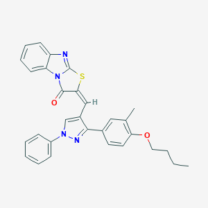 molecular formula C30H26N4O2S B383508 2-{[3-(4-butoxy-3-methylphenyl)-1-phenyl-1H-pyrazol-4-yl]methylene}[1,3]thiazolo[3,2-a]benzimidazol-3(2H)-one 