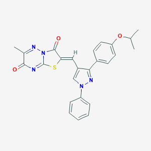 molecular formula C25H21N5O3S B383512 2-{[3-(4-isopropoxyphenyl)-1-phenyl-1H-pyrazol-4-yl]methylene}-6-methyl-7H-[1,3]thiazolo[3,2-b][1,2,4]triazine-3,7(2H)-dione 