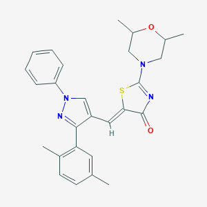 molecular formula C27H28N4O2S B383513 2-(2,6-dimethyl-4-morpholinyl)-5-{[3-(2,5-dimethylphenyl)-1-phenyl-1H-pyrazol-4-yl]methylene}-1,3-thiazol-4(5H)-one 
