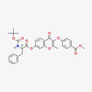 molecular formula C32H31NO9 B3835132 3-[4-(methoxycarbonyl)phenoxy]-2-methyl-4-oxo-4H-chromen-7-yl N-(tert-butoxycarbonyl)phenylalaninate 